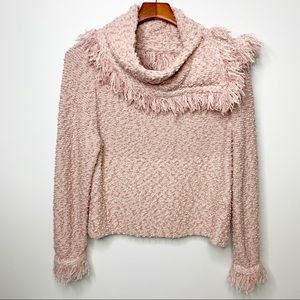 ST. JOHN Collection Pink Nubby Sweater Fringe 10